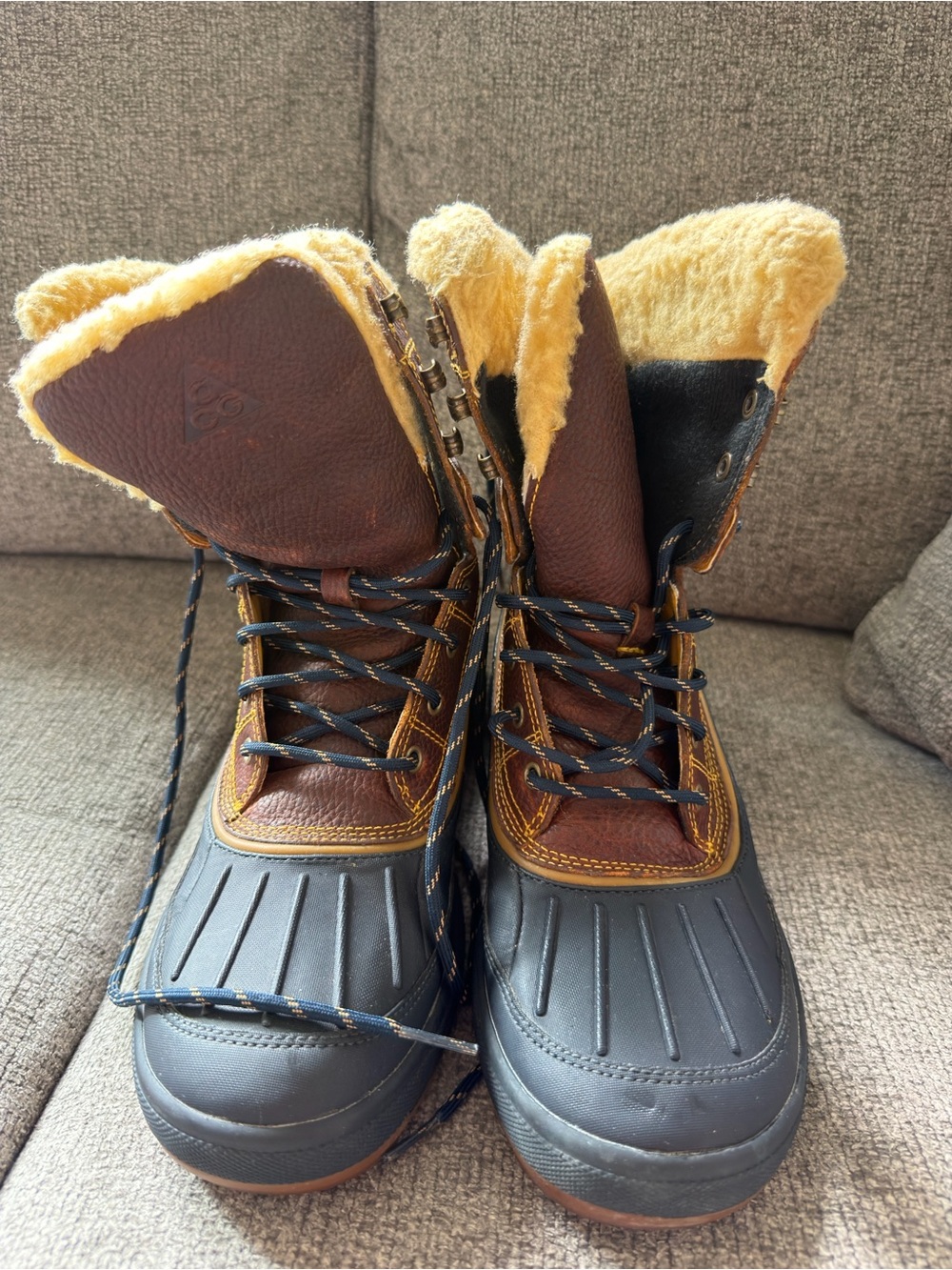 Nike Black and Brown Winter Boot with Yellow Fleece Trim